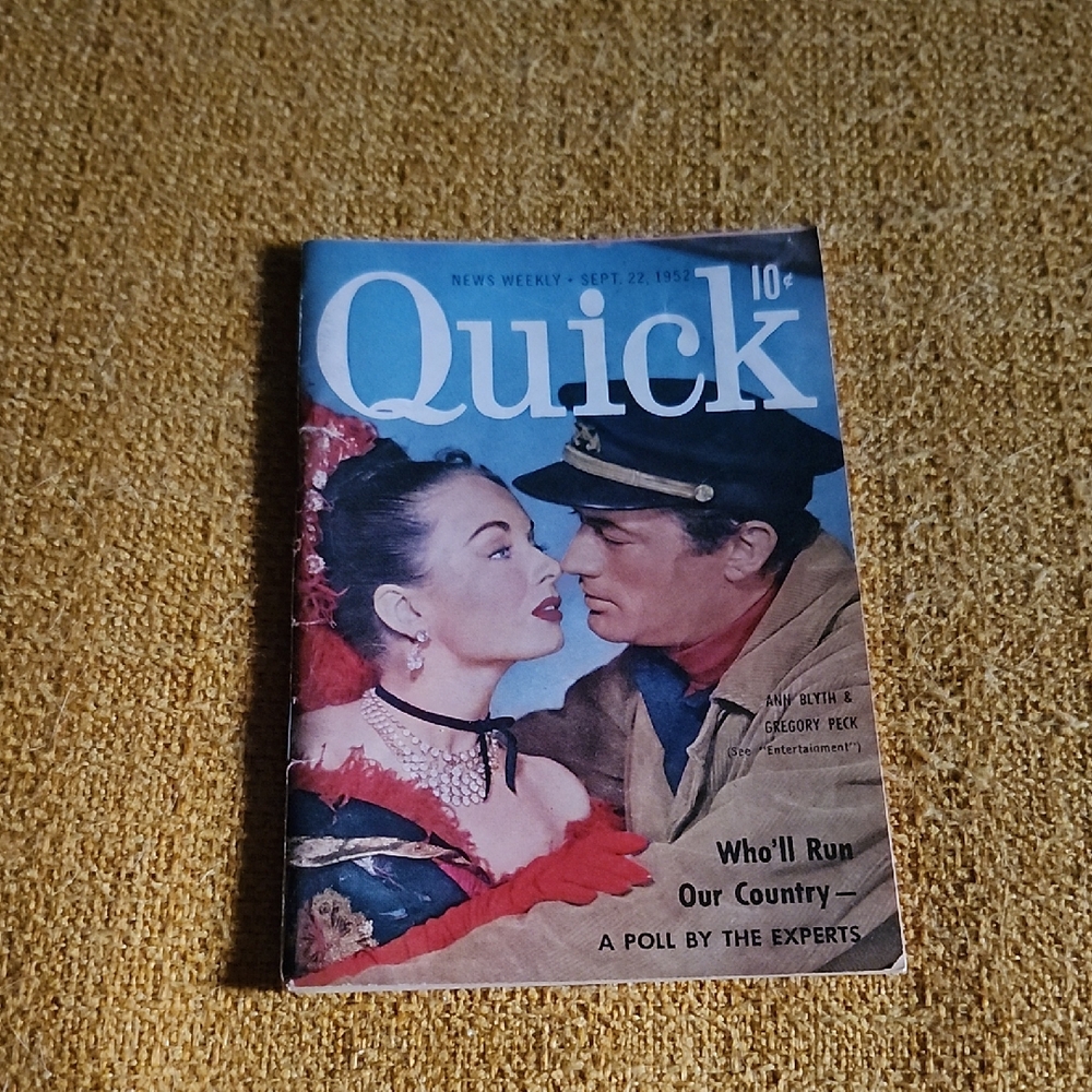 VINTAGE QUICK MAGAZINE with ANN BLYTH and GREGORY PECK on the COVER SEPT. 1952